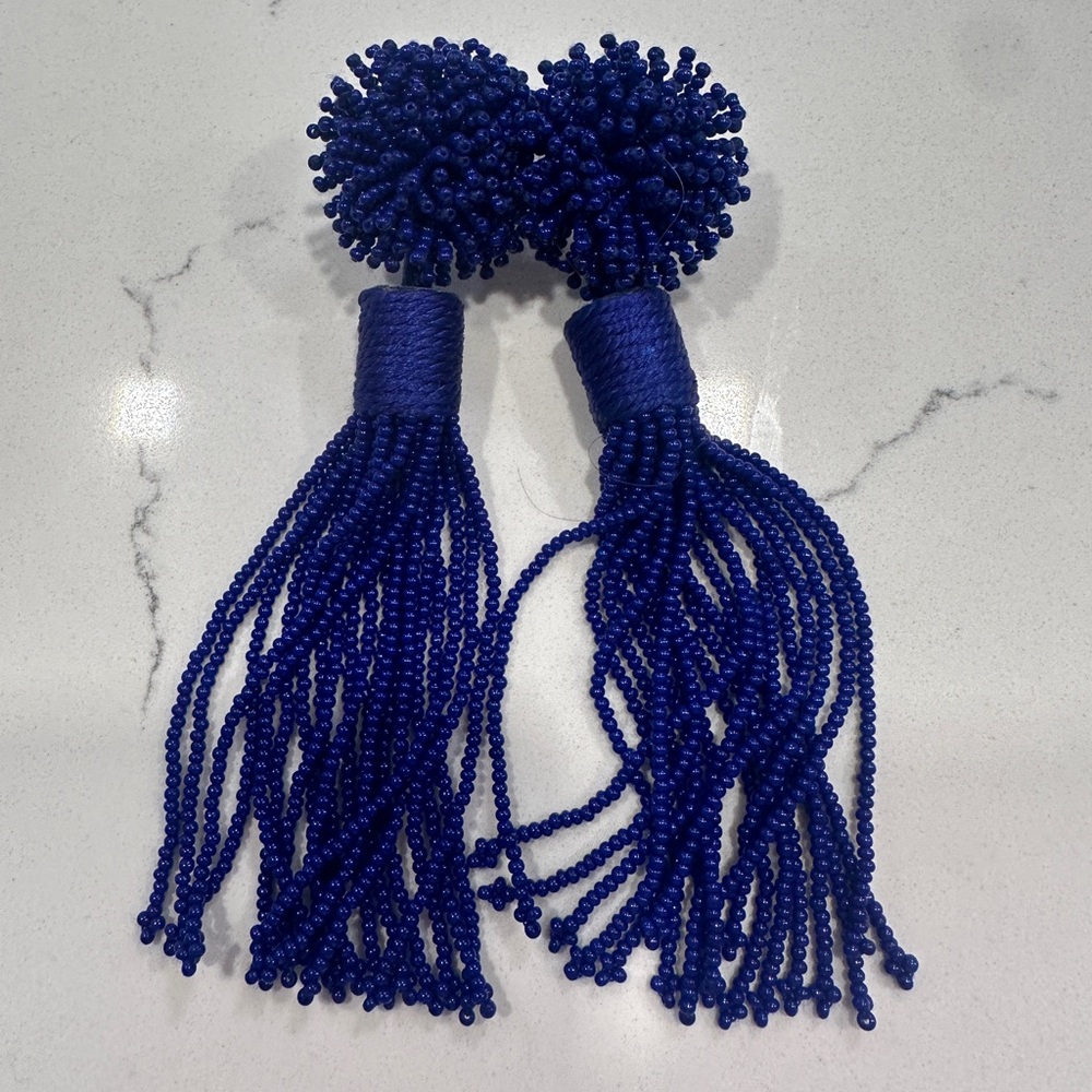 Mignonne Gavigan Royal Blue Beaded Tassel Earrings
